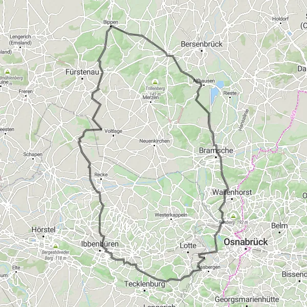 Karten-Miniaturansicht der Radinspiration "Panorama-Tour durch Weser-Ems" in Weser-Ems, Germany. Erstellt vom Tarmacs.app-Routenplaner für Radtouren