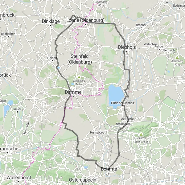 Karten-Miniaturansicht der Radinspiration "Tour durch das Oldenburger Land" in Weser-Ems, Germany. Erstellt vom Tarmacs.app-Routenplaner für Radtouren