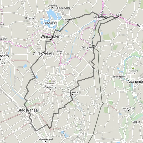 Map miniature of "Weser-Ems Round Trip 2" cycling inspiration in Weser-Ems, Germany. Generated by Tarmacs.app cycling route planner