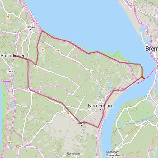 Map miniature of "The Tettens Adventure" cycling inspiration in Weser-Ems, Germany. Generated by Tarmacs.app cycling route planner