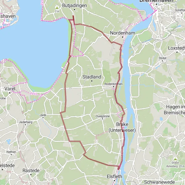 Karten-Miniaturansicht der Radinspiration "Gravel-Tour durch die Marsch" in Weser-Ems, Germany. Erstellt vom Tarmacs.app-Routenplaner für Radtouren