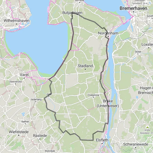 Karten-Miniaturansicht der Radinspiration "Tour entlang der Weser" in Weser-Ems, Germany. Erstellt vom Tarmacs.app-Routenplaner für Radtouren