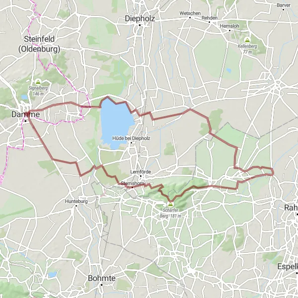 Map miniature of "Exploring the Countryside" cycling inspiration in Weser-Ems, Germany. Generated by Tarmacs.app cycling route planner