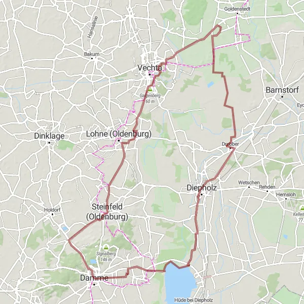 Map miniature of "Gravel Exploration from Damme to Dümmer" cycling inspiration in Weser-Ems, Germany. Generated by Tarmacs.app cycling route planner