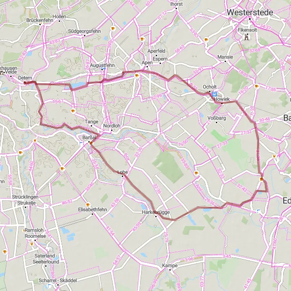 Map miniature of "Detern Hidden Gems" cycling inspiration in Weser-Ems, Germany. Generated by Tarmacs.app cycling route planner