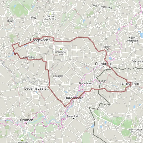 Map miniature of "Emlichheim to Zwinderen" cycling inspiration in Weser-Ems, Germany. Generated by Tarmacs.app cycling route planner