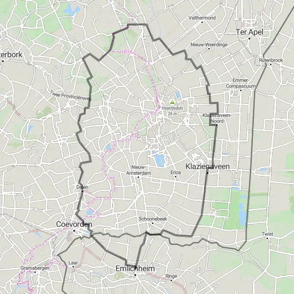 Karten-Miniaturansicht der Radinspiration "Radtour durch Klazienaveen und Oosterse Bos" in Weser-Ems, Germany. Erstellt vom Tarmacs.app-Routenplaner für Radtouren