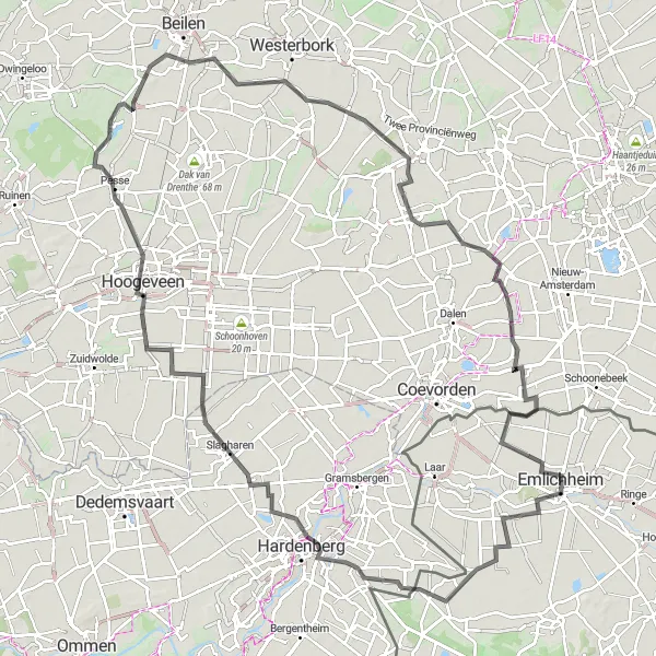 Map miniature of "Wielen Adventure" cycling inspiration in Weser-Ems, Germany. Generated by Tarmacs.app cycling route planner