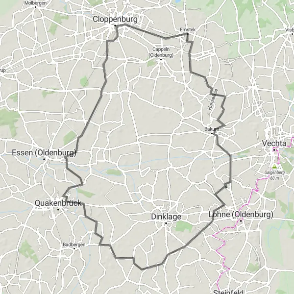 Karten-Miniaturansicht der Radinspiration "Entdeckungsreise durch die malerische Landschaft (Road)" in Weser-Ems, Germany. Erstellt vom Tarmacs.app-Routenplaner für Radtouren