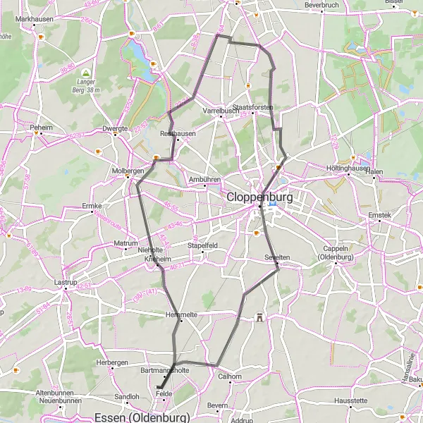 Karten-Miniaturansicht der Radinspiration "Schnelle Runde durch die idyllische Landschaft von Weser-Ems" in Weser-Ems, Germany. Erstellt vom Tarmacs.app-Routenplaner für Radtouren