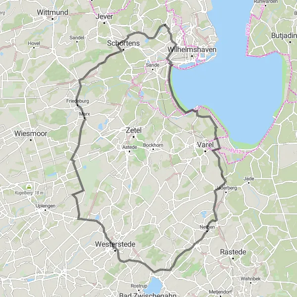 Map miniature of "Mariensiel-Marihaus accumulative tour" cycling inspiration in Weser-Ems, Germany. Generated by Tarmacs.app cycling route planner