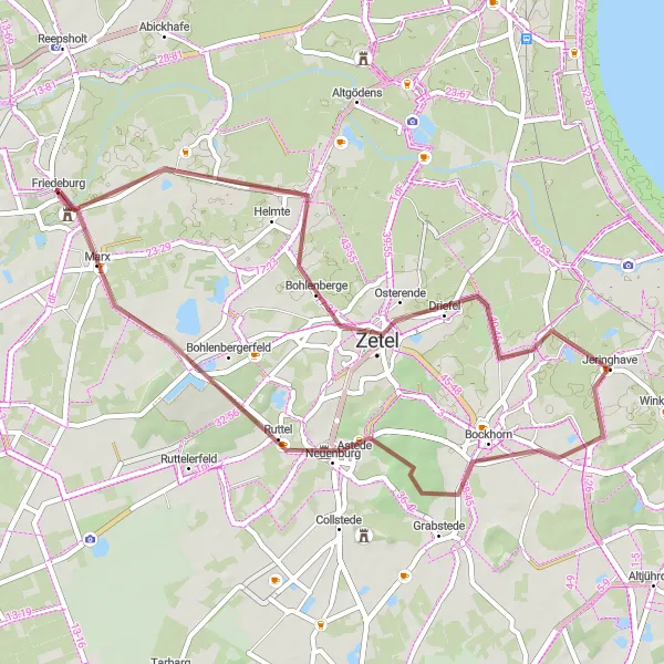 Map miniature of "The Gravel Escape" cycling inspiration in Weser-Ems, Germany. Generated by Tarmacs.app cycling route planner