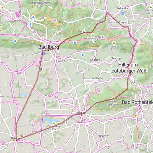 Karten-Miniaturansicht der Radinspiration "Gravelabenteuer Bad Laer" in Weser-Ems, Germany. Erstellt vom Tarmacs.app-Routenplaner für Radtouren