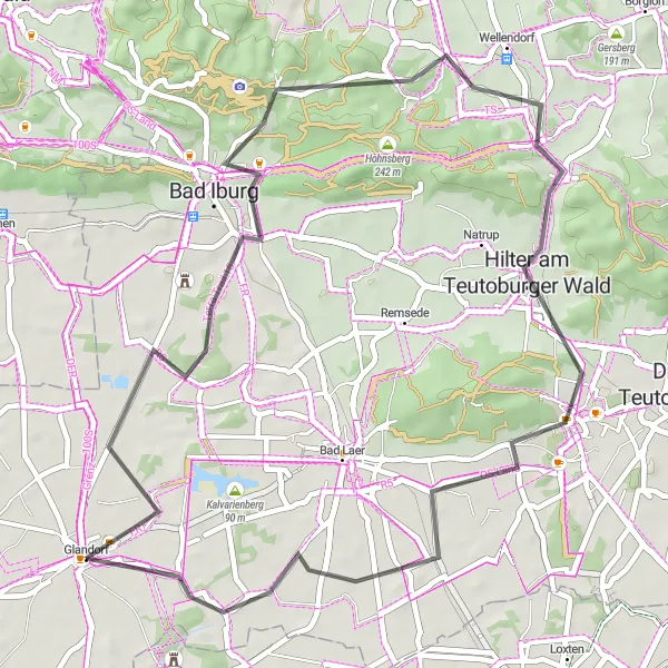Karten-Miniaturansicht der Radinspiration "Teutoschleife nach Müschen" in Weser-Ems, Germany. Erstellt vom Tarmacs.app-Routenplaner für Radtouren