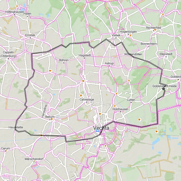 Karten-Miniaturansicht der Radinspiration "Blickwarte Rundkurs" in Weser-Ems, Germany. Erstellt vom Tarmacs.app-Routenplaner für Radtouren