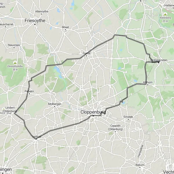 Map miniature of "Historical Route" cycling inspiration in Weser-Ems, Germany. Generated by Tarmacs.app cycling route planner