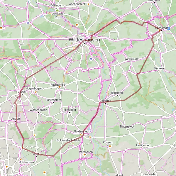 Karten-Miniaturansicht der Radinspiration "Abenteuerliche Gravel-Tour" in Weser-Ems, Germany. Erstellt vom Tarmacs.app-Routenplaner für Radtouren