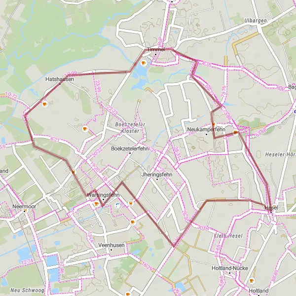 Map miniature of "The Leisurely Ride" cycling inspiration in Weser-Ems, Germany. Generated by Tarmacs.app cycling route planner