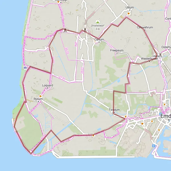 Map miniature of "Coastal Delights and Historic Villages" cycling inspiration in Weser-Ems, Germany. Generated by Tarmacs.app cycling route planner