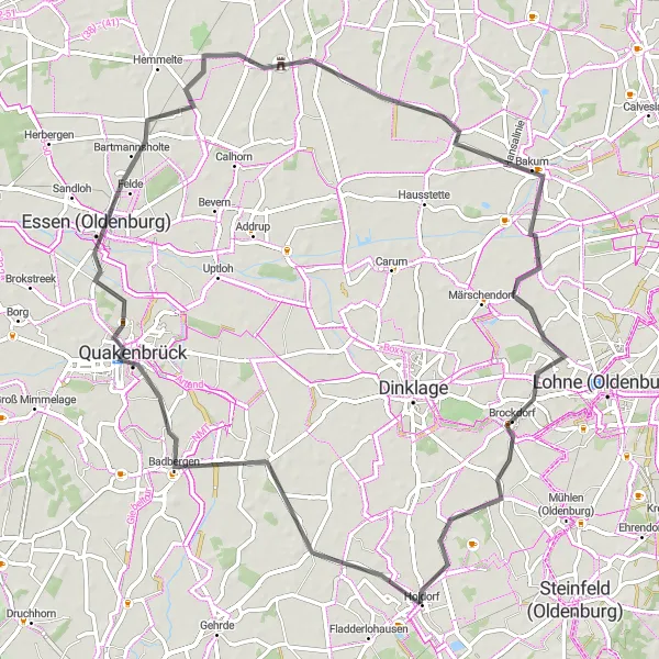 Karten-Miniaturansicht der Radinspiration "Road-Tour nach Brockdorf" in Weser-Ems, Germany. Erstellt vom Tarmacs.app-Routenplaner für Radtouren