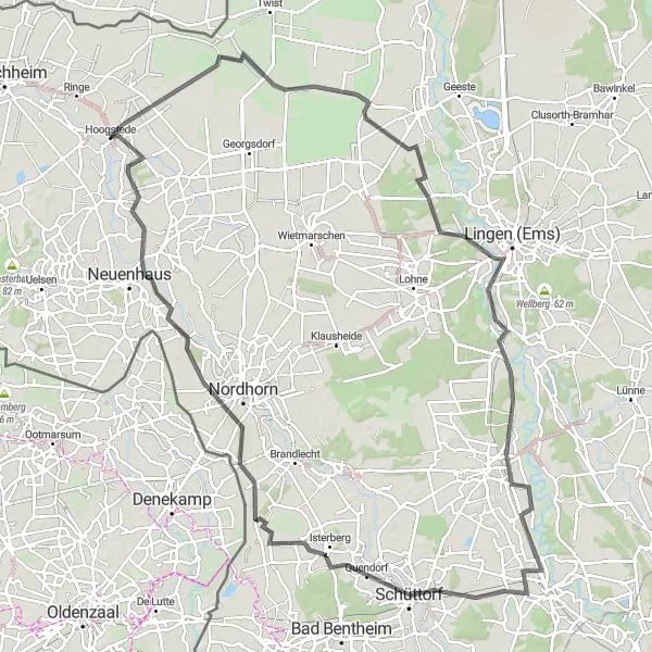 Map miniature of "Countryside Discovery" cycling inspiration in Weser-Ems, Germany. Generated by Tarmacs.app cycling route planner