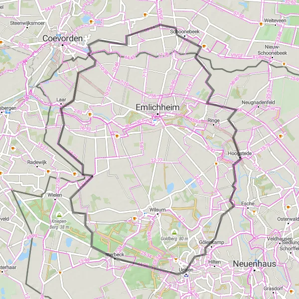 Map miniature of "Laar Adventure Ride" cycling inspiration in Weser-Ems, Germany. Generated by Tarmacs.app cycling route planner