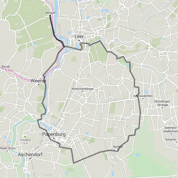Karten-Miniaturansicht der Radinspiration "Radtour entlang der Ems nach Papenburg" in Weser-Ems, Germany. Erstellt vom Tarmacs.app-Routenplaner für Radtouren