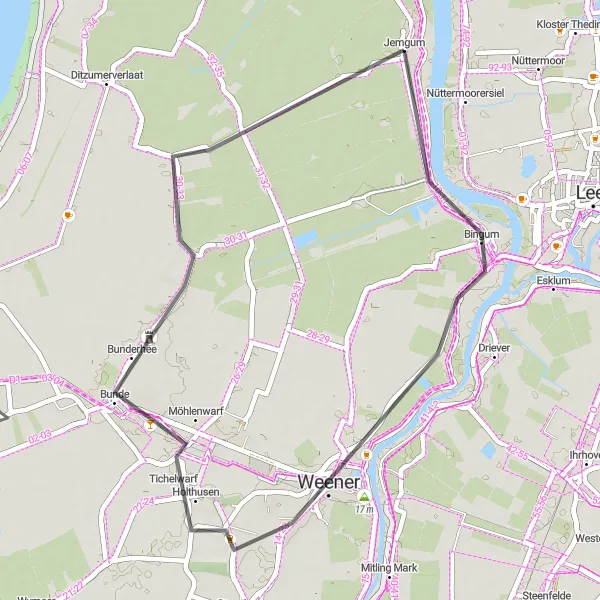 Map miniature of "The Scenic Loop" cycling inspiration in Weser-Ems, Germany. Generated by Tarmacs.app cycling route planner