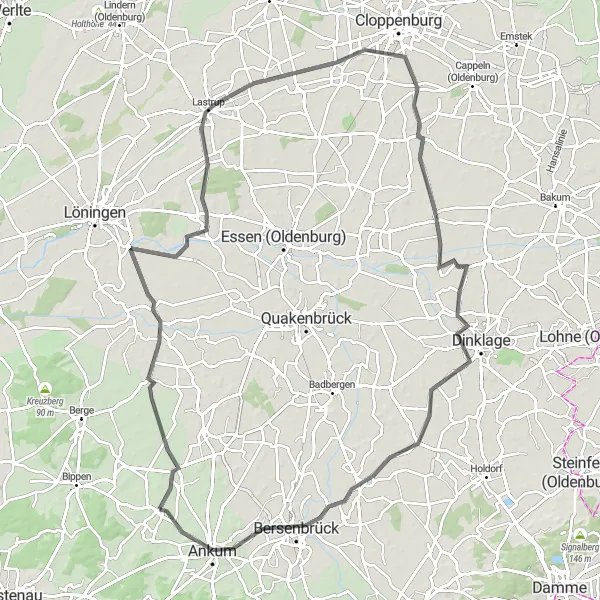 Map miniature of "Discovering the Hidden Gems of Menslage" cycling inspiration in Weser-Ems, Germany. Generated by Tarmacs.app cycling route planner