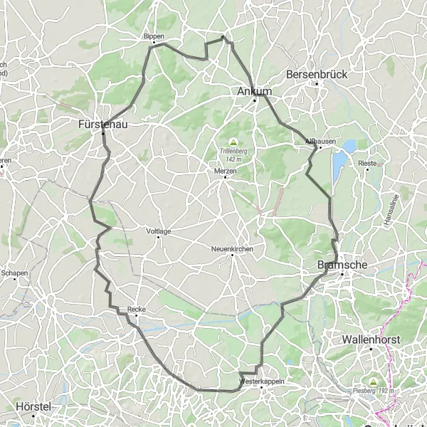 Karten-Miniaturansicht der Radinspiration "Radroute von Kettenkamp nach Osterboll" in Weser-Ems, Germany. Erstellt vom Tarmacs.app-Routenplaner für Radtouren