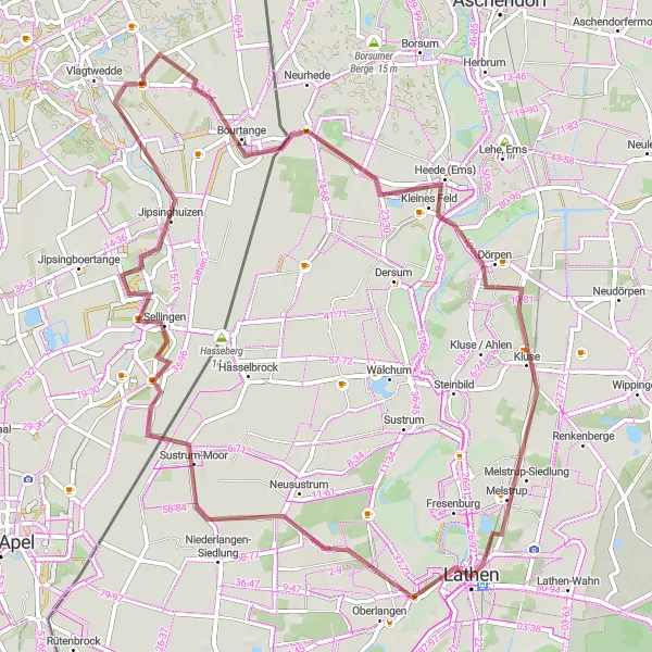 Map miniature of "Discover the Charms of Sellingen and Bourtange" cycling inspiration in Weser-Ems, Germany. Generated by Tarmacs.app cycling route planner