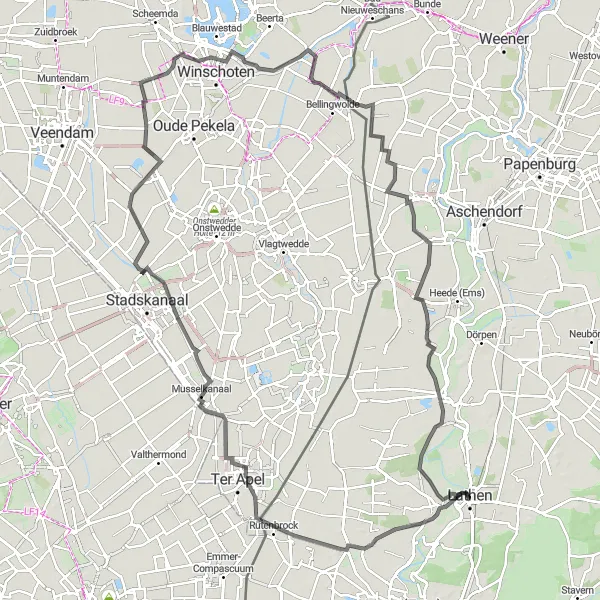 Karten-Miniaturansicht der Radinspiration "Entlang des Emslandes" in Weser-Ems, Germany. Erstellt vom Tarmacs.app-Routenplaner für Radtouren