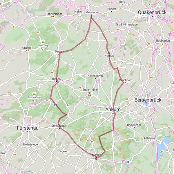 Karten-Miniaturansicht der Radinspiration "Entdeckungstour durch die Natur" in Weser-Ems, Germany. Erstellt vom Tarmacs.app-Routenplaner für Radtouren