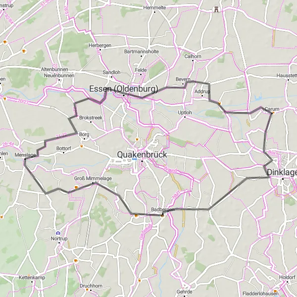 Map miniature of "Exploring the Hase River Valley" cycling inspiration in Weser-Ems, Germany. Generated by Tarmacs.app cycling route planner