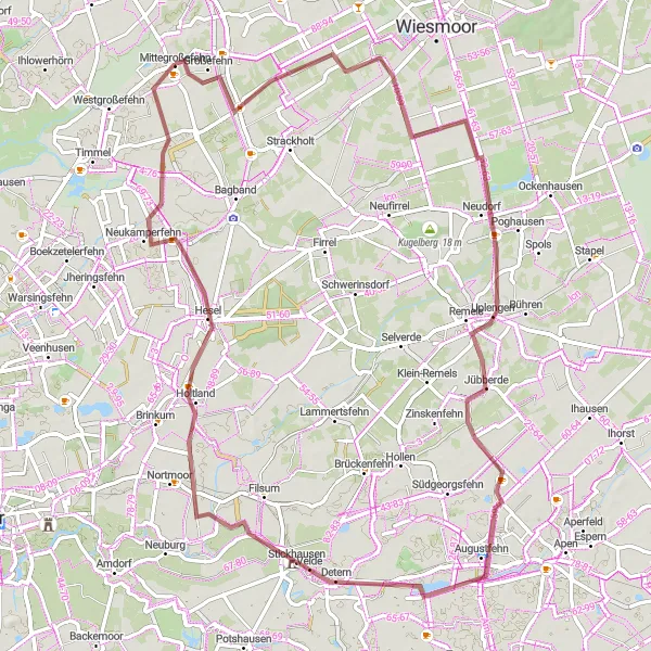 Map miniature of "Detern Loop" cycling inspiration in Weser-Ems, Germany. Generated by Tarmacs.app cycling route planner