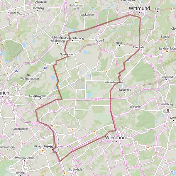 Map miniature of "Nature Escape" cycling inspiration in Weser-Ems, Germany. Generated by Tarmacs.app cycling route planner