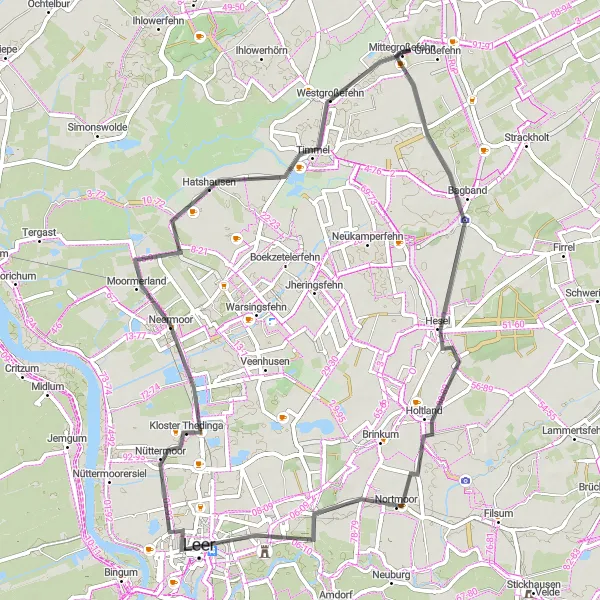 Karten-Miniaturansicht der Radinspiration "Küstenstraße Tour" in Weser-Ems, Germany. Erstellt vom Tarmacs.app-Routenplaner für Radtouren