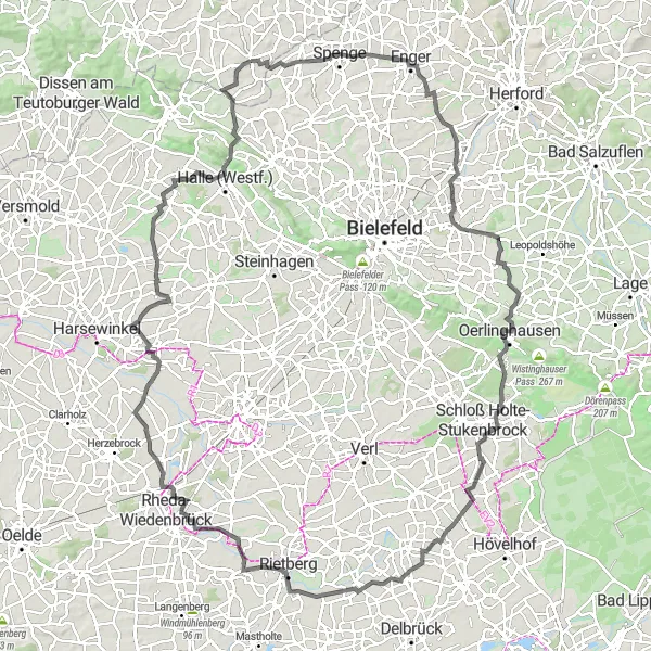Karten-Miniaturansicht der Radinspiration "Road-Tour rund um Neuenkirchen" in Weser-Ems, Germany. Erstellt vom Tarmacs.app-Routenplaner für Radtouren