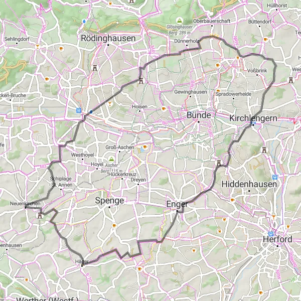 Map miniature of "Neuenkirchen - Bieren Round Trip" cycling inspiration in Weser-Ems, Germany. Generated by Tarmacs.app cycling route planner
