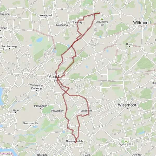 Karten-Miniaturansicht der Radinspiration "Naturerlebnis Großefehn bis Timmel" in Weser-Ems, Germany. Erstellt vom Tarmacs.app-Routenplaner für Radtouren