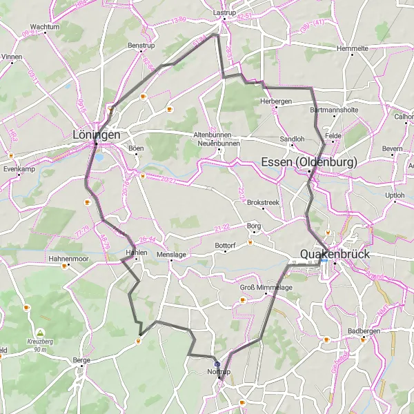 Map miniature of "The Transrapid 09 Route" cycling inspiration in Weser-Ems, Germany. Generated by Tarmacs.app cycling route planner