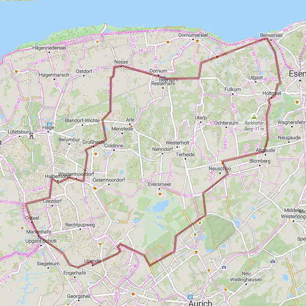 Karten-Miniaturansicht der Radinspiration "Tour durch Osteel und Umgebung" in Weser-Ems, Germany. Erstellt vom Tarmacs.app-Routenplaner für Radtouren