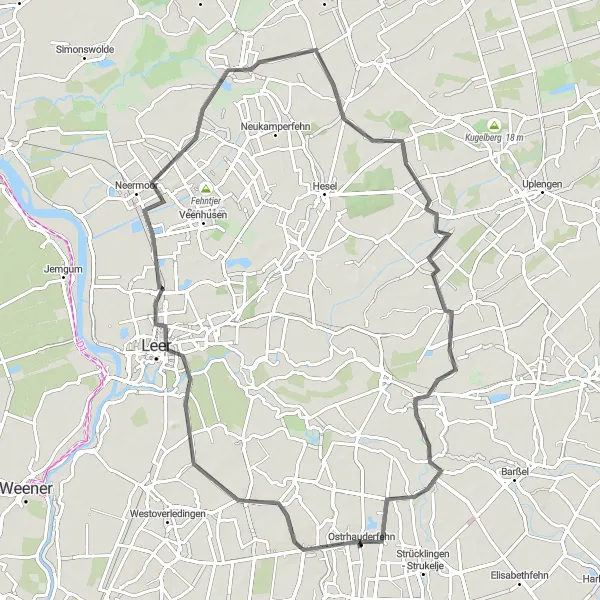 Map miniature of "Leisurely Escape: Exploring Charming Villages" cycling inspiration in Weser-Ems, Germany. Generated by Tarmacs.app cycling route planner