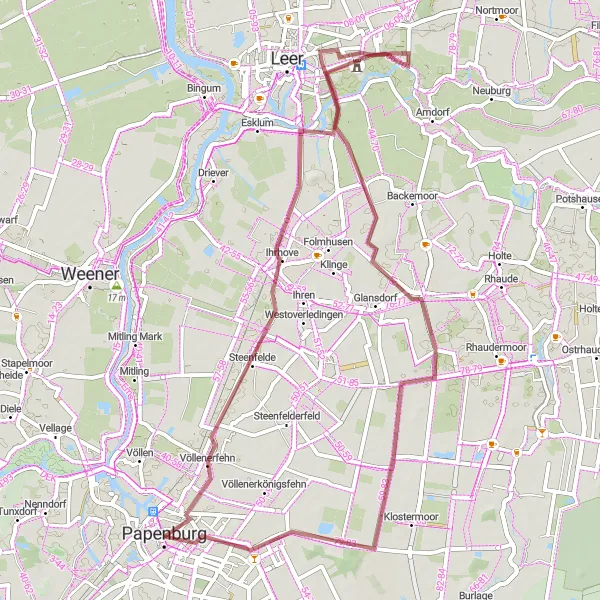 Karten-Miniaturansicht der Radinspiration "Kulturschätze entlang der Ems - Gravelbike-Entdeckungstour" in Weser-Ems, Germany. Erstellt vom Tarmacs.app-Routenplaner für Radtouren