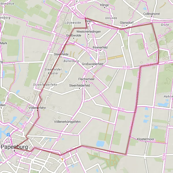 Karten-Miniaturansicht der Radinspiration "Gravel-Tour entlang der Ems" in Weser-Ems, Germany. Erstellt vom Tarmacs.app-Routenplaner für Radtouren