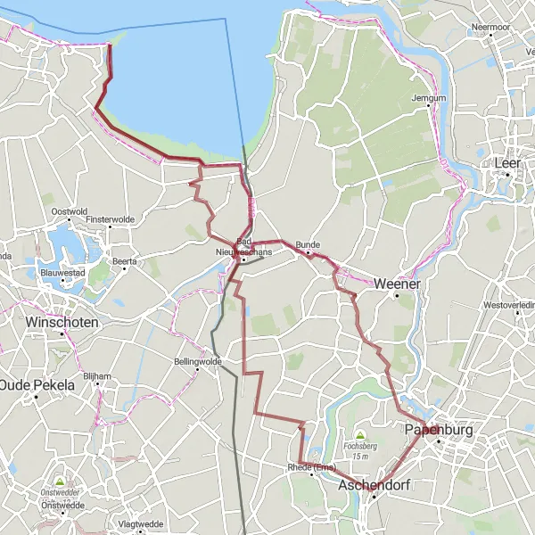 Map miniature of "Countryside and Historic Stops Gravel Route" cycling inspiration in Weser-Ems, Germany. Generated by Tarmacs.app cycling route planner