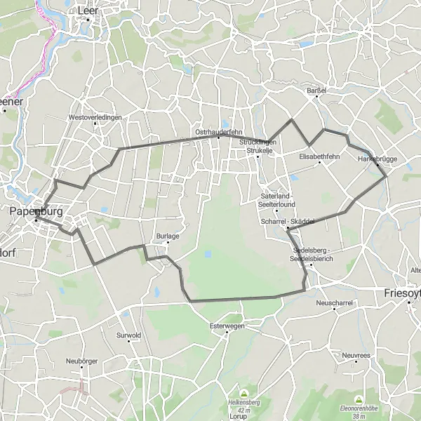 Map miniature of "Rural Delights" cycling inspiration in Weser-Ems, Germany. Generated by Tarmacs.app cycling route planner