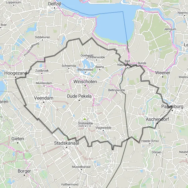 Map miniature of "Weser-Ems Grand Tour" cycling inspiration in Weser-Ems, Germany. Generated by Tarmacs.app cycling route planner