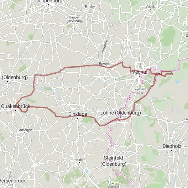 Map miniature of "Discover the Countryside" cycling inspiration in Weser-Ems, Germany. Generated by Tarmacs.app cycling route planner