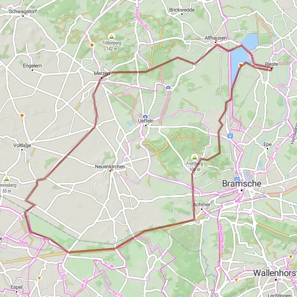 Karten-Miniaturansicht der Radinspiration "Naturerlebnis Hesepe" in Weser-Ems, Germany. Erstellt vom Tarmacs.app-Routenplaner für Radtouren